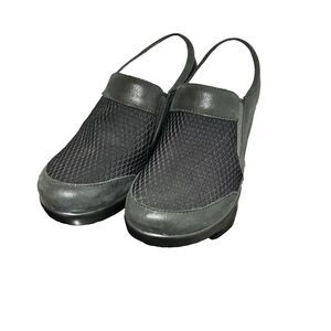 Alegria ERY-474 Eryn Stretch Slip‎ On Clogs EU 38 Black US 7.5 Leather Wedge
